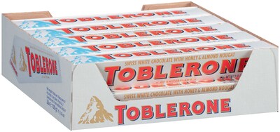 Toblerone Swiss White chocolate with Honey-Almond Nougat Candy Bar, 3.5 oz., 20/Pack (304-00027)