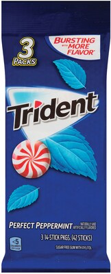 Trident Sugar Free Perfect Peppermint Gum, 14 Pieces/Pack, 3/Pack (304-00048)
