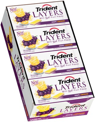 Trident Layers Sugar Free Grape Lemonade Gum, 14 Pieces/Pack, 12/Pack (304-00056)
