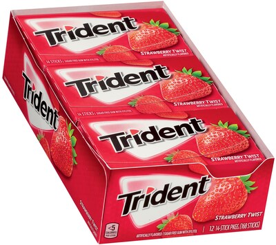 Trident Sugar Free Strawberry Twist Gum, 14 Pieces/Pack, 12/Pack (304-00060)