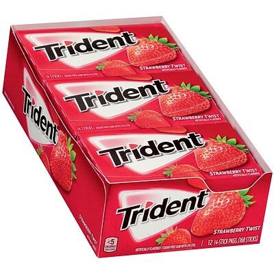 Trident Sugar Free Strawberry Twist Gum, 14 Pieces/Pack, 12/Pack (304-00060)