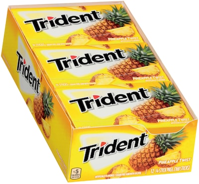Trident Sugar Free Pineapple Twist Gum, 14 Pieces/Pack, 12/Pack (304-00062)