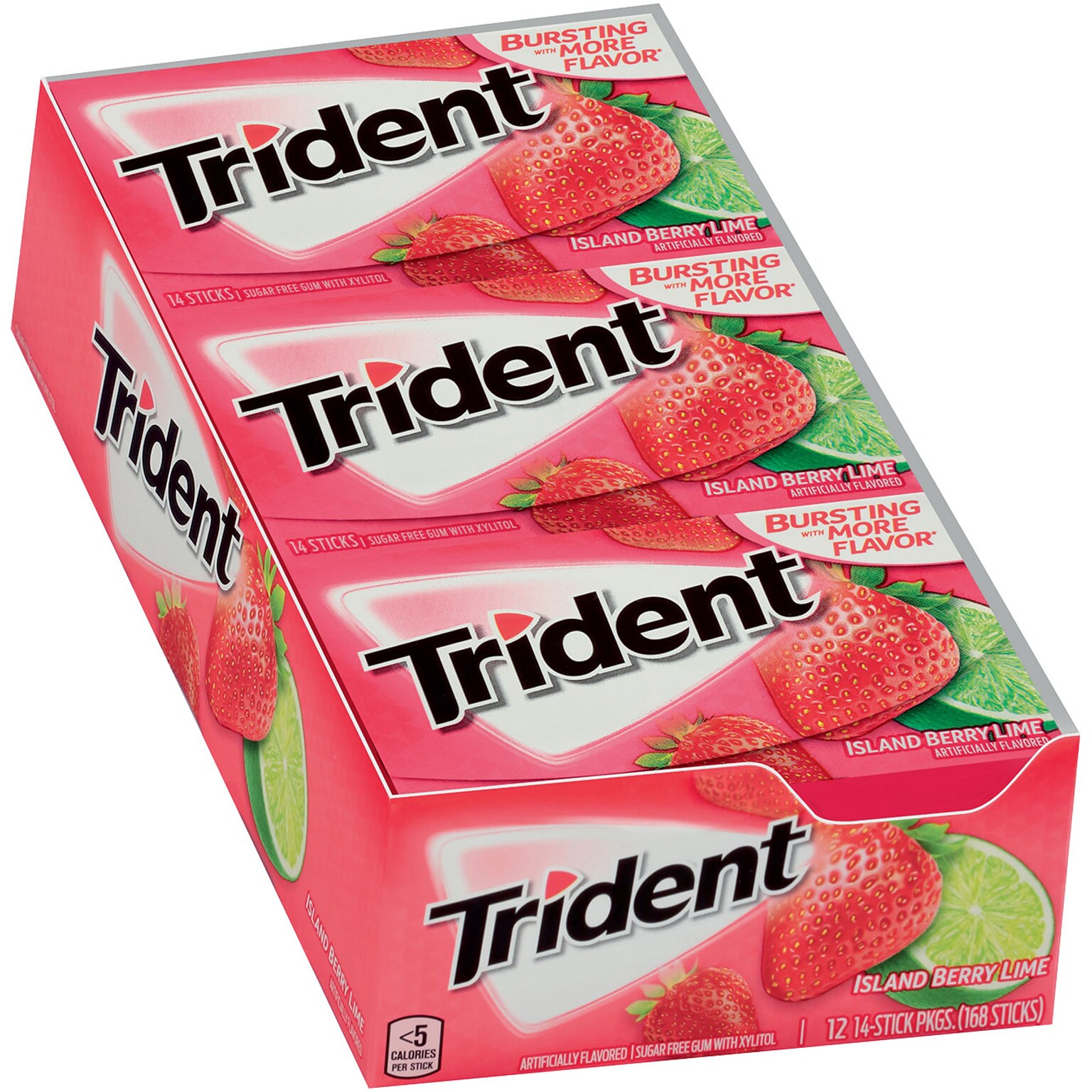 Trident Sugar Free Island Berry Lime Gum, 14 per Pack, 12/Pack (304-00066)