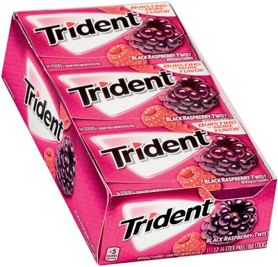 Trident Sugar Free Black Raspberry Twist Gum, 14 Pieces/Pack, 12/Pack (304-00067)