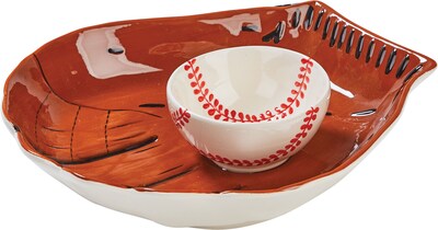 Baseball Glove Ceramic Chip & Dip Set
