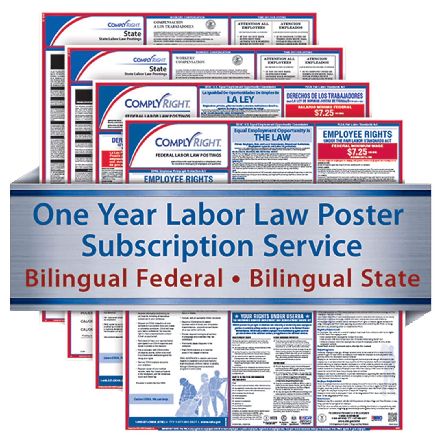 ComplyRight™ One-Year Federal and State Poster Service, Connecticut Hotel/Rest., Bilingual Fed and State Posters (U1200CBACT08)
