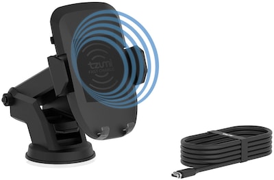 Tzumi Auto Dash Mount, Wireless Charger, Black