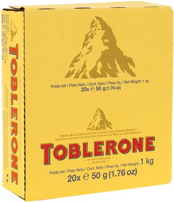 Toblerone Chocolate Bar, 1.76 oz. Bars, 20 Bars/Box