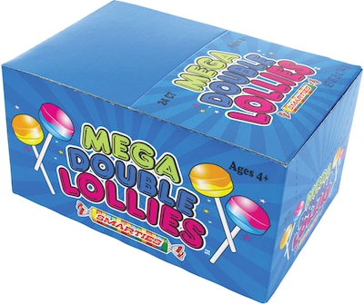 Smarties Mega Double Lollies Fruit Lollipops, 24 Pieces (209-01015)