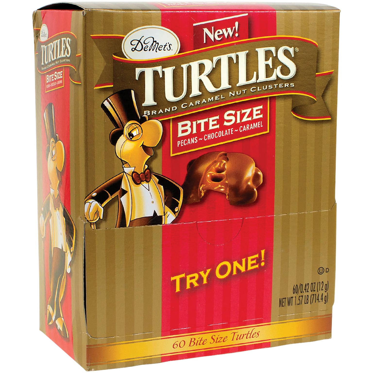 DeMets Turtles Snack Size Pecans, Chocoloate & Caramel Milk Chocolate Candy Bar, .42 oz. (209-05618)