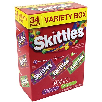 Skittles Fruity Candy Variety Box, 34 Count (2220-00104)