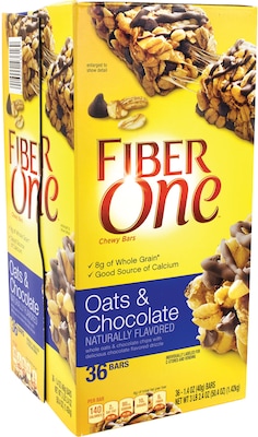 Fiber One Chewy Bars Oats and Chocolate, 1.4 oz, 36 Count
