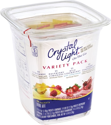 Crystal Light® On-The-Go Powdered Drink Mix, 0.09 oz. Packets, Variety Pack, 44/Box (03685)