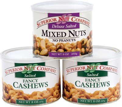 Superior Nut Deluxe Salted Mixed Nuts and Whole Cashews, 9 oz, 3 Pack