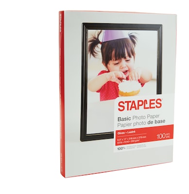 Staples® Basic Photo Paper, 8.5 x 11, Glossy, 100/Pack (19900/13607)