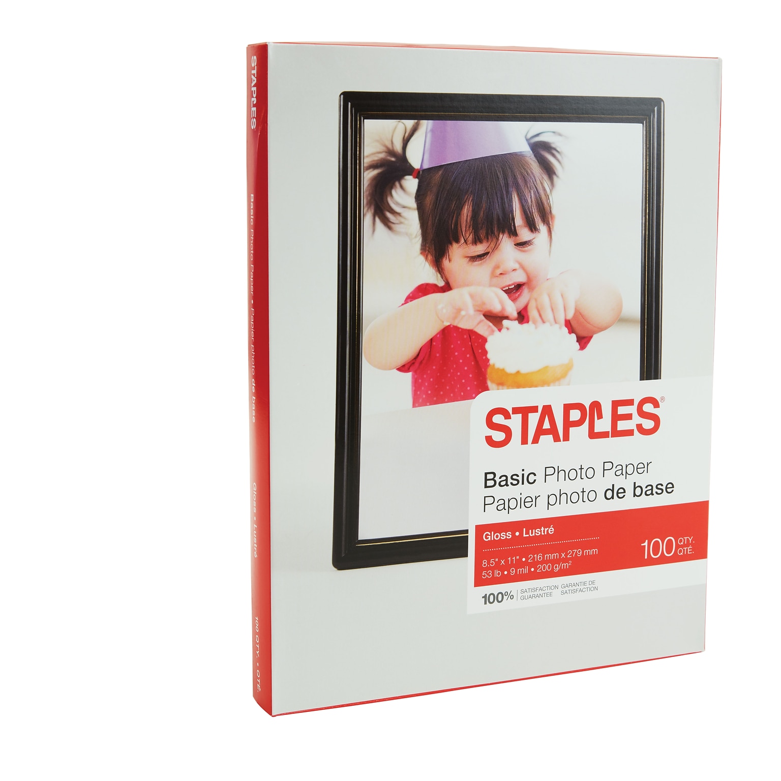 Staples® Basic Photo Paper, 8.5 x 11, Glossy, 100/Pack (19900/13607)