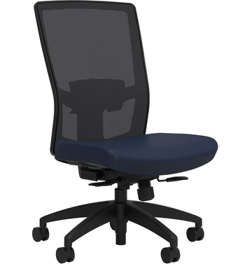 Union & Scale Workplace2.0™ Fabric Task Chair, Navy, Adjustable Lumbar, Armless,  Synchro Seat Slide