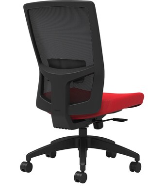 Union & Scale Workplace2.0™ Fabric Task Chair, Ruby Red, Adjustable Lumbar, Armless, Synchro Seat Slide