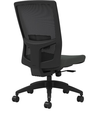 Union & Scale Workplace2.0™ Fabric Task Chair, Iron Ore, Adjustable Lumbar, Armless, Synchro Seat Slide