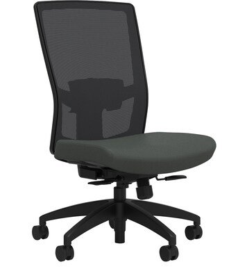 Union & Scale Workplace2.0™ Fabric Task Chair, Iron Ore, Adjustable Lumbar, Armless, Synchro Seat Slide