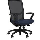 Union & Scale Workplace2.0™ Fabric Task Chair, Navy, Integrated Lumbar, Fixed Arms, Synchro Seat Sli
