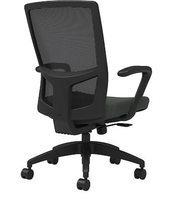 Union & Scale Workplace2.0™ Fabric Task Chair, Iron Ore, Integrated Lumbar, Fixed Arms, Synchro Seat Slide