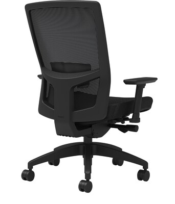 Union & Scale Workplace2.0™ Fabric Task Chair, Black, Adjustable Lumbar, 2D Arms, Advanced Synchro Tilt