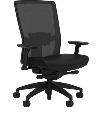 Union & Scale Workplace2.0™ Fabric Task Chair, Black, Adjustable Lumbar, 2D Arms, Advanced Synchro Tilt