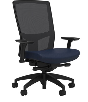 Union & Scale Workplace2.0™ Fabric Task Chair, Navy, Integrated Lumbar, 2D Arms, Advanced Synchro Tilt