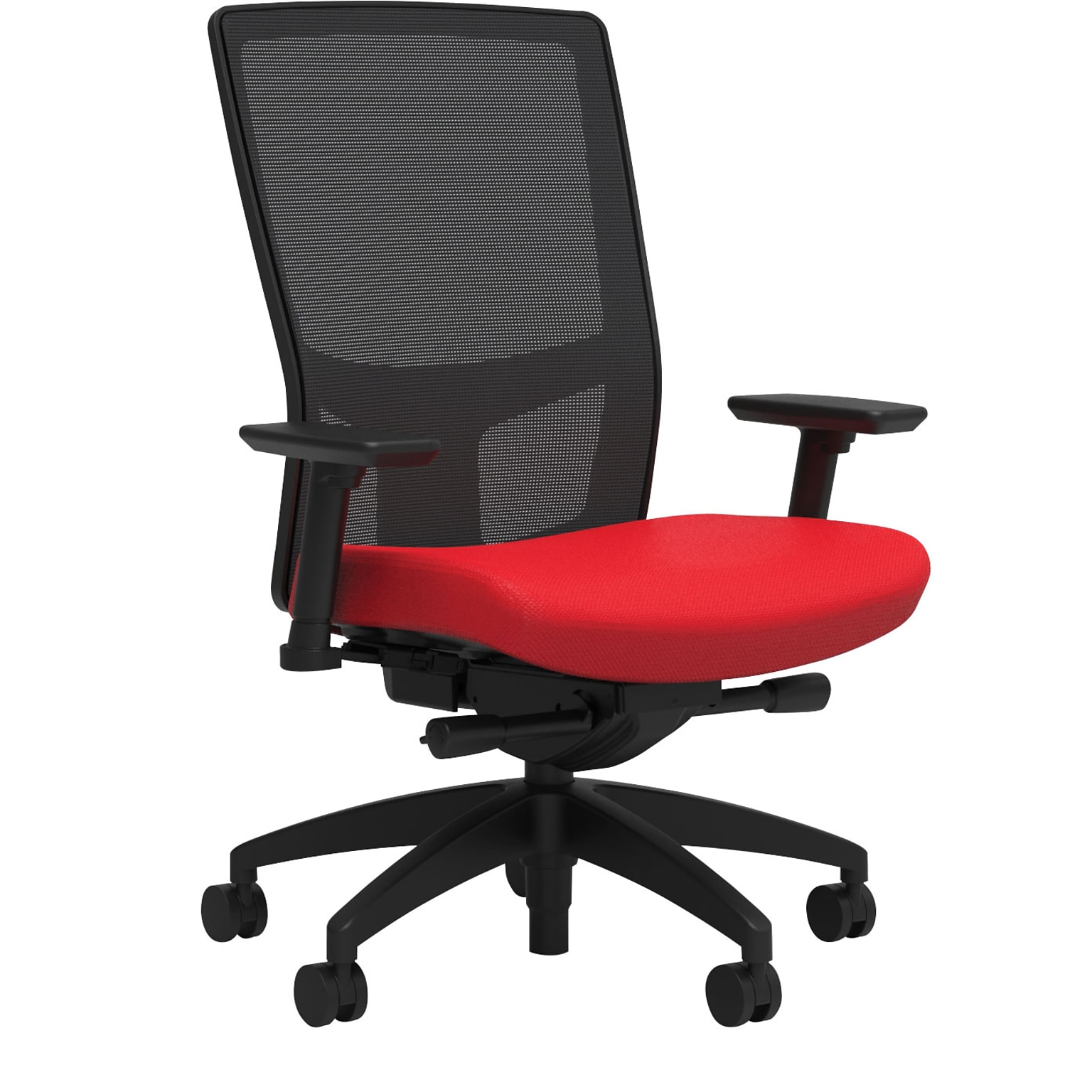 Union & Scale Workplace2.0™ Fabric Task Chair, Ruby Red, Integrated Lumbar, 2D Arms, Advanced Synchro Tilt