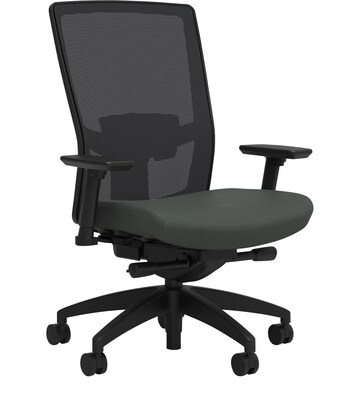 Union & Scale Workplace2.0™ Fabric Task Chair, Iron Ore, Adjustable Lumbar, 2D Arms, Advanced Synchro Tilt
