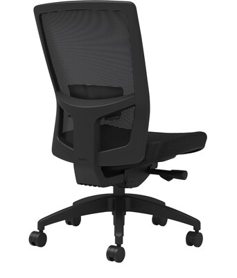 Union & Scale Workplace2.0™ Fabric Task Chair, Black, Adjustable Lumbar, Armless, Advanced Synchro Tilt