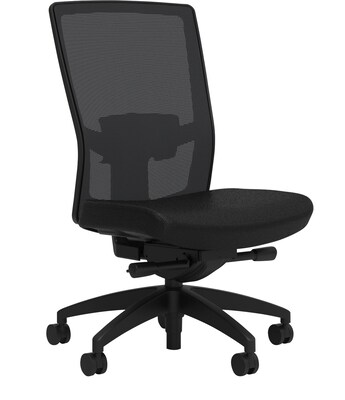 Union & Scale Workplace2.0™ Fabric Task Chair, Black, Adjustable Lumbar, Armless, Advanced Synchro Tilt