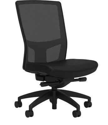 Union & Scale Workplace2.0™ Fabric Task Chair, Black, Integrated Lumbar, Armless, Advanced Synchro Tilt