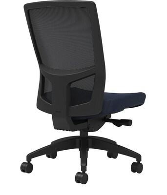 Union & Scale Workplace2.0™ Fabric Task Chair, Navy, Integrated Lumbar, Armless, Advanced Synchro Tilt