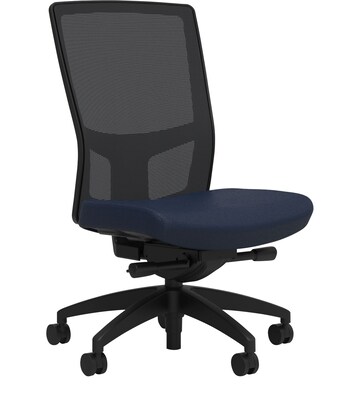 Union & Scale Workplace2.0™ Fabric Task Chair, Navy, Integrated Lumbar, Armless, Advanced Synchro Tilt
