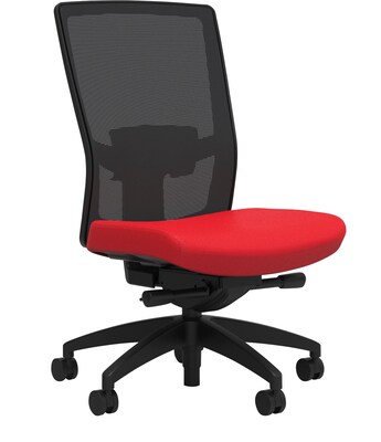 Union & Scale Workplace2.0™ Fabric Task Chair, Ruby Red, Adjustable Lumbar, Armless, Advanced Synchro Tilt
