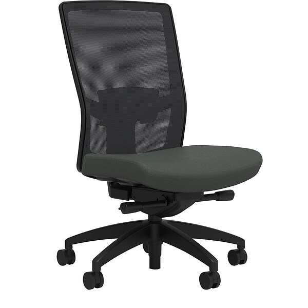 Union & Scale Workplace2.0™ Fabric Task Chair, Iron Ore, Adjustable Lumbar, Armless, Advanced Synchro Tilt