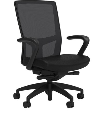 Union & Scale Workplace2.0™ Fabric Task Chair, Black, Integrated Lumbar, Fixed Arms, Advanced Synchro Tilt