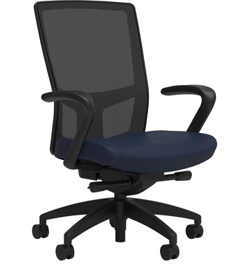 Union & Scale Workplace2.0™ Fabric Task Chair, Navy, Integrated Lumbar, Fixed Arms, Advanced Synchro Tilt