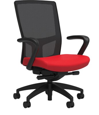 Union & Scale Workplace2.0™ Fabric Task Chair, Ruby Red, Integrated Lumbar, Fixed Arms, Advanced Synchro Tilt