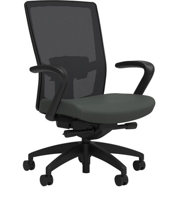 Union & Scale Workplace2.0™ Fabric Task Chair, Iron Ore, Adjustable Lumbar, Fixed Arms, Advanced Synchro Tilt