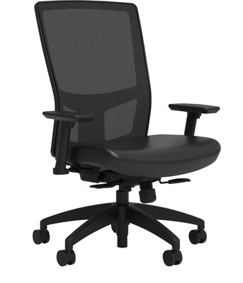 Union & Scale Workplace2.0™ Vinyl Task Chair, Black, Integrated Lumbar, 2D Arms, Synchro Seat Slide