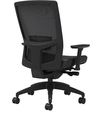 Union & Scale Workplace2.0™ Vinyl Task Chair, Black, Adjustable Lumbar, 2D Arms, Advanced Synchro Tilt