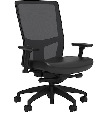 Union & Scale Workplace2.0™ Vinyl Task Chair, Black, Integrated Lumbar, 2D Arms, Advanced Synchro Tilt