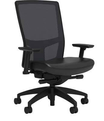 Union & Scale Workplace2.0™ Vinyl Task Chair, Black, Integrated Lumbar, 2D Arms, Advanced Synchro Tilt