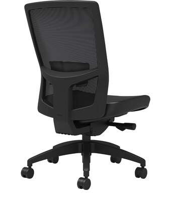 Union & Scale Workplace2.0™ Vinyl Task Chair, Black, Adjustable Lumbar, Armless, Advanced Synchro Tilt