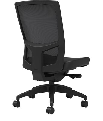 Union & Scale Workplace2.0™ Vinyl Task Chair, Black, Integrated Lumbar, Armless, Advanced Synchro Tilt