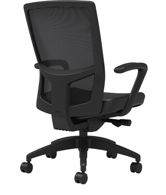 Union & Scale Workplace2.0™ Vinyl Task Chair, Black, Integrated Lumbar, Fixed Arms, Advanced Synchro Tilt