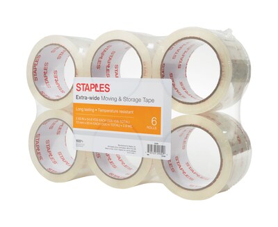 Staples® Moving and Storage Packing Tape, 2.83 x 54.6 yds, Clear, 6/Pack (ST-XW26-6)